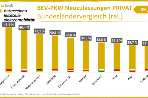 BEV-Pkw-Neuzulassungen im Bundesländervergleich.