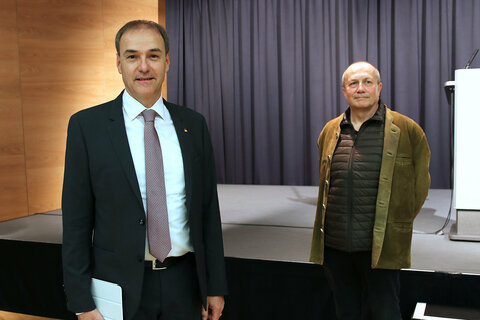 Landesrat Dr. Leonhard Schneemann mit Dr. Herbert Weltler, Jäger