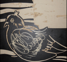 ISIK Hüseyin -  „Guguk“, 3-teilig,  2011, Mischtechnik/Asphaltlack/Wellpape