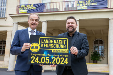 Forschungskoordinator DI Martin Zloklikovits und Forschungslandesrat Dr. Leonhard Schneemann laden zur Langen Nacht der Forschung ein, auch das Landhaus-Alt in Eisenstadt öffnet seine Tore