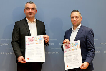 Wohnbaulandesrat Heinrich Dorner und Florian Hofstetter, Hauptreferatsleiter der Burgenländischen Wohnbauförderung im Amt der Burgenländischen Landesregierung