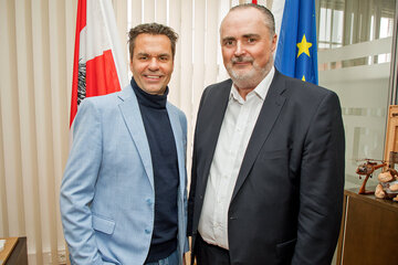 Didi Tunkel und Landeshauptmann Hans Peter Doskozil