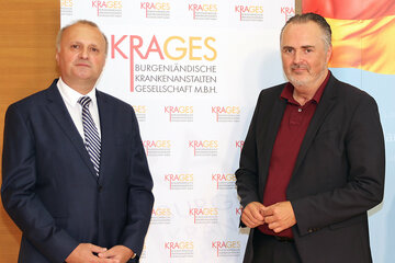 Landeshauptmann Hans Peter Doskozil, Aufsichtsratsvorsitzender der KRAGES, und Hubert Eisl, Geschäftsführer der KRAGES