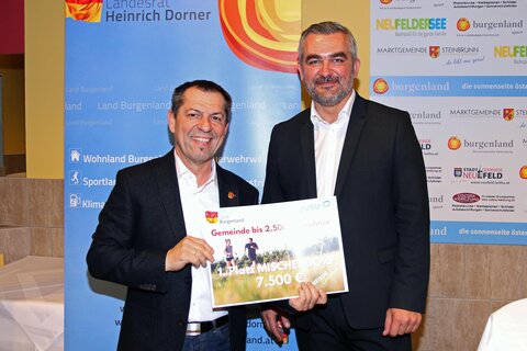 Siegerehrung spusu gemeindechallenge mit Landesrat heinrich Dorner