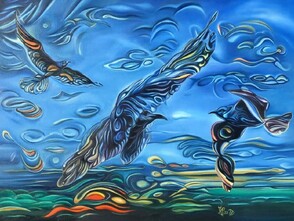 Möwen über dem See