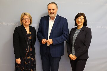 Ulrike Zschech, Bezirkshauptfrau Neusiedl am See, Landeshauptmann Hans Peter Doskozil, Birgit Kiss-Wagner, Bezirkshauptfrau Eisenstadt – Umgebung.