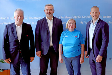 Das Sportland Burgenland und die Sportdachverbände ASVÖ, ASKÖ und Sportunion suchen gemeinsam Burgenlands Sportstars von Morgen (v.l.) ASVÖ Burgenland Präsident Robert Zsifkovits, Landesrat Heinrich Dorner, Präsidentin der Sportunion Burgenland Karin Ofner, ASKÖ Burgenland Präsident Maximilian Köllner.