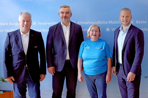 Das Sportland Burgenland und die Sportdachverbände ASVÖ, ASKÖ und Sportunion suchen gemeinsam Burgenlands Sportstars von Morgen (v.l.) ASVÖ Burgenland Präsident Robert Zsifkovits, Landesrat Heinrich Dorner, Präsidentin der Sportunion Burgenland Karin Ofner, ASKÖ Burgenland Präsident Maximilian Köllner.