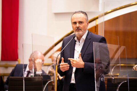 Landeshauptmann Mag. Hans Peter Doskozil im Rahmen der zweitägigen Budgetsitzung, am 15. und 16. Dezember 2021, im Burgenländischen Landtag