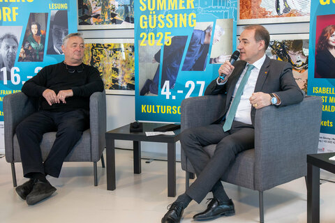 Andreas Vitásek, Intendant des KULTUR SOMMERs GÜSSING, Kultur-Betriebe-Burgenland-Geschäftsführerin Mag.a  Claudia Priber, Landesrat Dr. Leonhard Schneemann (in Vertretung von Landeshauptmann Hans Peter Doskozil).