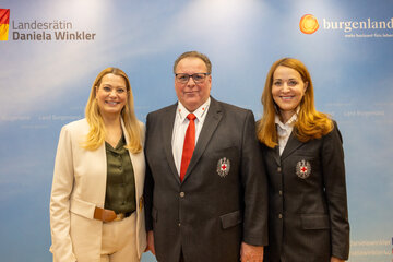 Landesrätin Mag.a (FH) Daniela Winkler empfing den neuen Präsidenten des Roten Kreuzes Burgenland, MR Dr. Werner Krischka, und Landesgeschäftsleiterin Dir.in Mag.a Tanja König.