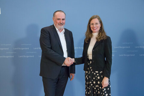 Landeshauptmann Hans Peter Doskozil mit der designierten Landeshauptmann-Stellvertreterin Anja Haider-Wallner.