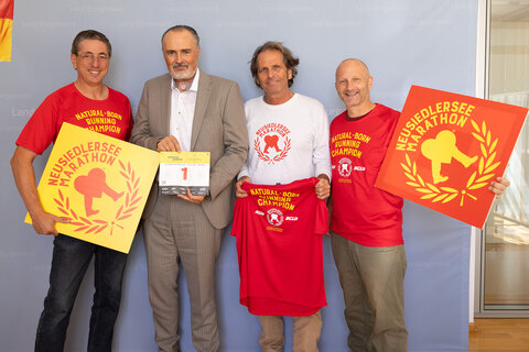 Landeshauptmann Hans Peter Doskozil mit dem erfahrenen Organisationsteam rund um Michael Oberhauser, Josef Burkhardt und Tobias Monte.