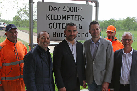 Baudirektor Wolfgang Heckenast, LR Heinrich Dorner, Wegebauobmann Michael Lehrner, Referatsleiter Wolfgang Haslehner