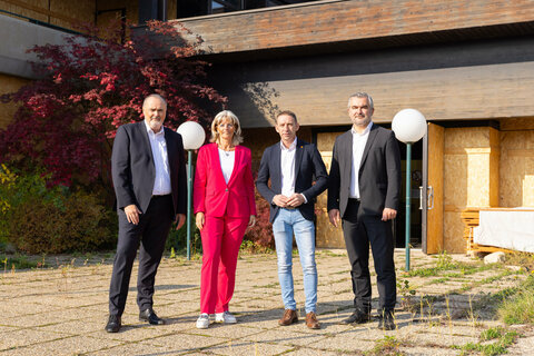 Landeshauptmann Hans Peter Doskozil, Bgm. Elisabeth Böhm, GF Thomas Rosner und LR Heinrich Dorner