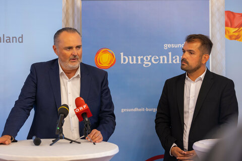 Landeshauptmann Hans Peter Doskozil und LAbg. Kilian Brandstätter, Bürgermeister der Marktgemeinde Gols