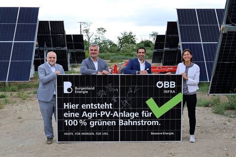 ÖBB und Burgenland Energie nehmen erste Agri-PV-Anlage für Bahnstrom in Betrieb