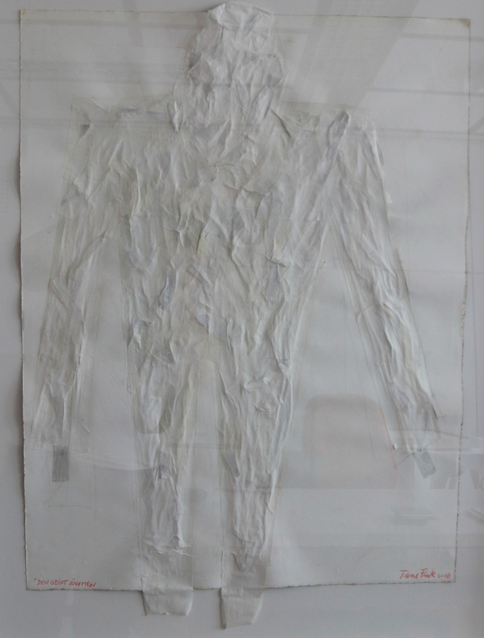 Tone Fink, Ohne Titel, 20xx; Holz sw Buetten; 205x24x22cm