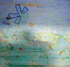 Doris Mayer, Extended Mind, Das Große Flirren, Acryl, 3-teilig, Teil 2