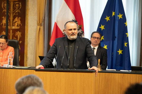 Landeshauptmann Hans Peter bei seiner Erklärung im Bundesrat