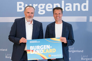 Landeshauptmann Hans Peter Doskozil und Burgenland Tourismus-Geschäftsführer Didi Tunkel präsentierten das Burgenland Public Viewing zur UEFA EURO 2024TM unter dem Titel „Gemma Fußball schau’n“ und eine neue Vorteilsleistung der Burgenland Card
