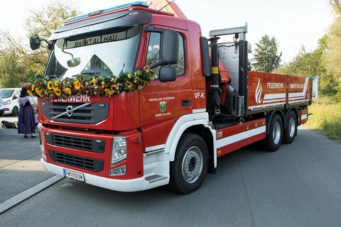 Symbolfoto des neuen Versorgungsfahrzeugs mit Kran (VFA Kran) der Freiwilligen Feuerwehr Markt Allhau.