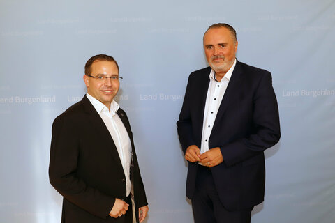 Landeshauptmann Hans Peter Doskozil und der Präsident der Wirtschaftskammer Burgenland, Andreas Wirth.