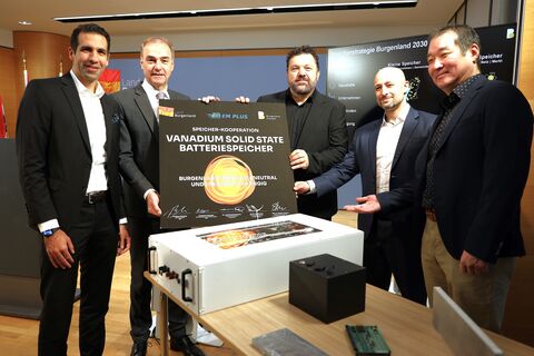 Stephan Sharma, Landesrat Leonhard Schneemann, Martin Zloklikovits, Rainer Svacinka und Kazumasa Kurokawa.