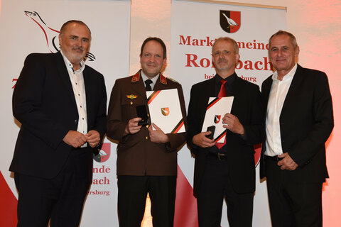 Hannes Schneeberger und Thomas Landl bekamen das Große Goldene Ehrenzeichen der Marktgemeinde Rohrbach bei Mattersburg
