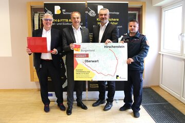 Koordinator Georg Podebradsky, Landesrat Leonhard Schneemann, Landesrat Heinrich Dorner und der Kommandant der Stadtfeuerwehr Oberwart, Philipp Rath.