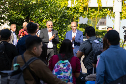 Landeshauptmann Mag. Hans Peter Doskozil und Soziallandesrat Dr. Leonhard Schneemann.