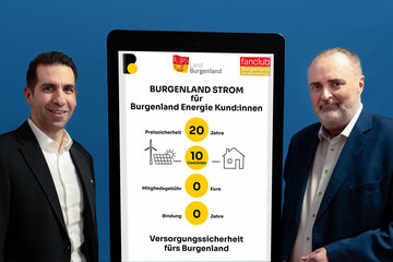 Landeshauptmann Hans Peter Doskozil mit Burgenland Energie CEO Stephan Sharma (v.r.).