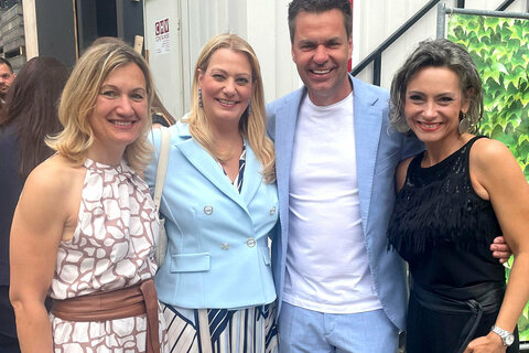 Mörbischs Bürgermeisterin Bettina Zentgraf, Landesrätin Daniela Winkler, Burgenland-Tourismus-Geschäftsführer Didi Tunkel und Moderatorin Kristina Buconjic.