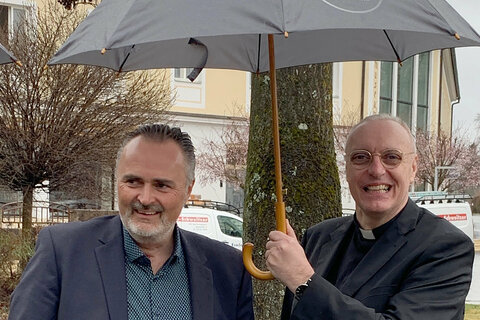 Landeshauptmann Hans Peter Doskozil mit Diözesanbischof Ägidius Zsifkovics in Bad Tatzmannsdorf