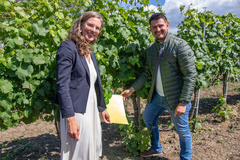 Landeshauptmann-Stellvertreterin Anja Haider-Wallner mit Martin Tobler vom Pflanzenschutzdienst Burgenland.