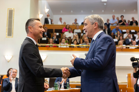 Robert Hergovich nach der Wahl zum 1. Präsidenten des Burgenländischen Landtages