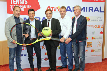 v.l.: Manager und Tennistrainer Günter Bresnik, LR Christian Illedits, CEO Jürgen Irsigler vom Titelsponsor ADMIRAL Sportwetten, Veranstalter Günter Kurz, Bgm. Rudolf Geißler