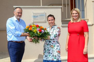 Landeshauptmann Hans Peter Doskozil und Landesrätin Daniela Winkler besuchten Dr.in Monika Hartman vorab in ihrer neuen Ordination in Frauenkirchen