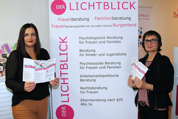 LH-Stv. Mag.a Astrid Eisenkopf und GF Mag.a Karin Behringer-Pfann: „Der Lichtblick“ in Neusiedl am See als erste Anlaufstelle für Betroffene von sexueller Gewalt.