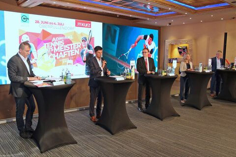 Veranstalter und ÖTV-Vizepräsident Günter Kurz, LR Christian Illedits, CEO Jürgen Irsigler vom Titelsponsor ADMIRAL Sportwetten, ÖTV-Präsidentin Mag. Christina Toth, ÖTV-GF Thomas Schweda