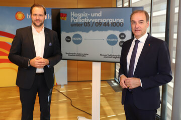 Landesrat Dr. Leonhard Schneemann und Johannes Zsifkovits, Geschäftsführer Soziale Dienste Burgenland, zogen Bilanz über die Hospiz- und Palliativversorgung im Burgenland 2021