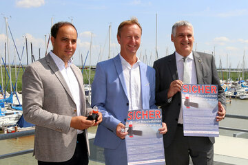 Christian Spuller (GF Landessicherheitszentrale), Landeshauptmann-Stellvertreter Johann Tschürtz und Gerold Stagl (Bürgermeister der Freistadt Rust)