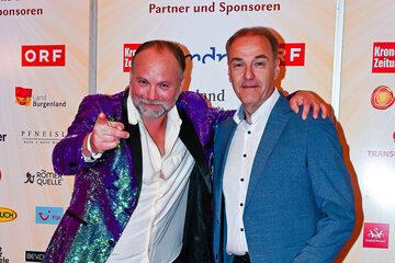 In Mörbisch am See wurden Szenen für den neuen Stipsits-Film „Italien oder non mio Esolo“ gedreht: Landesrat Leonhard Schneemann mit Thomas Stipsits