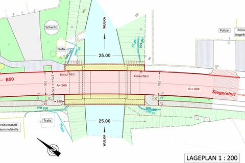 Lageplan der Brücke über die Wulka