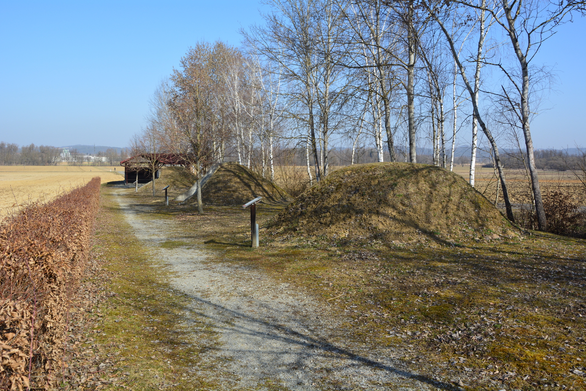Mehrere Rekonstruktionen römischer Grabhügel sind im Freilichtmuseum zu sehen.