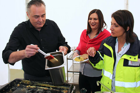 Bio-Eierspeiskochen mit Landeshauptmann Hans Peter Doskozil und Landesrätin Astrid Eisenkopf im Krankenhaus Oberwart