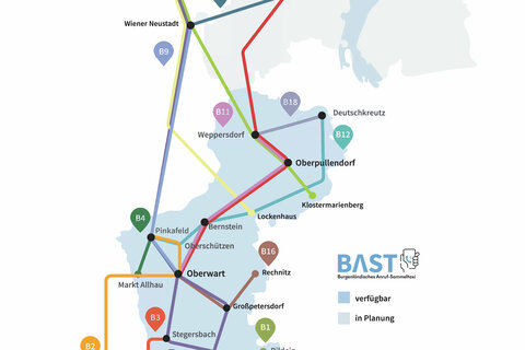 Linien des Burgenländischen Anruf-Sammeltaxi ab September